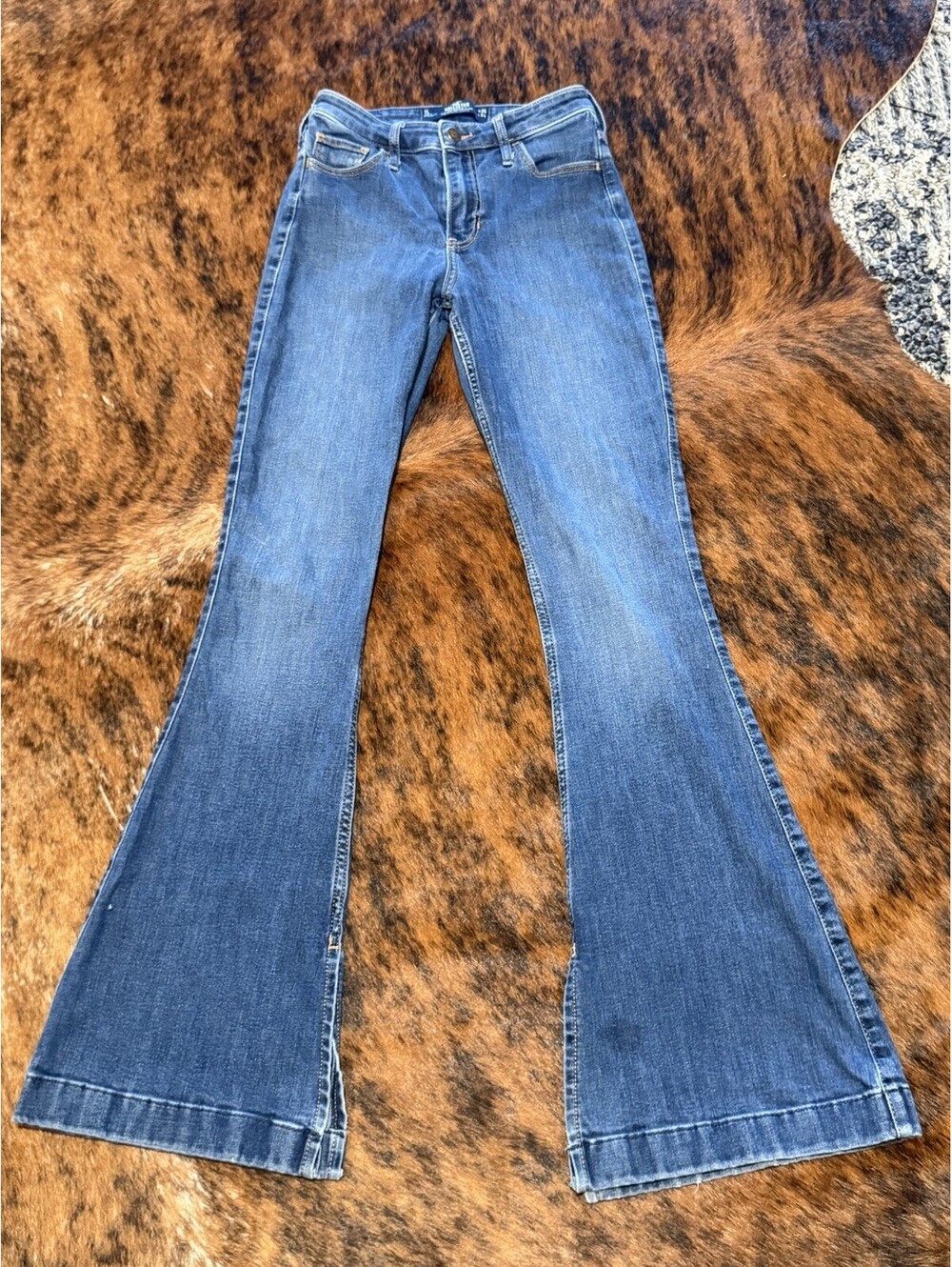 Hollister Jeans Women 1 Long High Rise Vintage Flare Dark Bellbottom Y2K 25x34